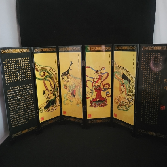 Vintage An Imitation of An Ancient Small Screen 6 Panel Lacquer Folding Screen - Picture 2 of 15